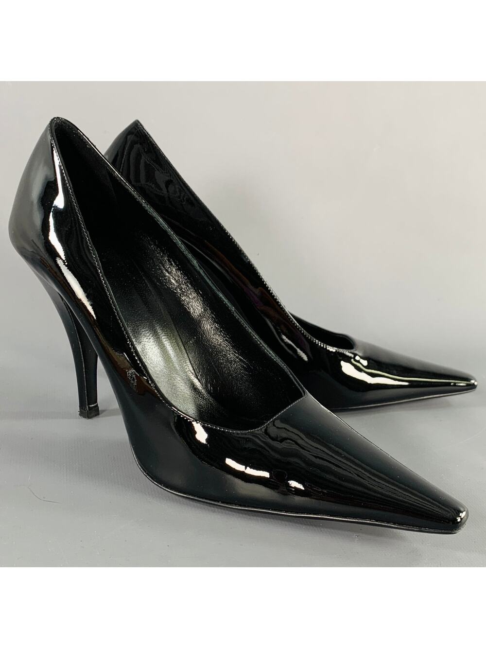 THE ROW Size 7.5 Black Patent Leather Pointed Toe Pumps